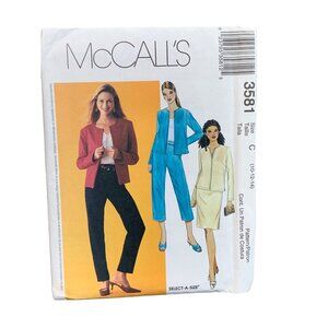 McCalls 3581 Sewing Pattern Womens Jacket Skirt Pant - Size 10-12-14 uncut